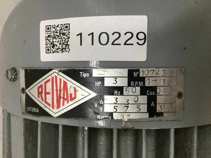 Used REIVAJ 3 HP Motor 107235 #110229