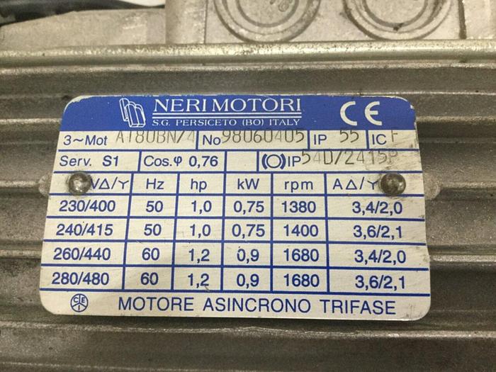 Used NERI MOTORI 1 HP Motor AT80BN/4 #115707