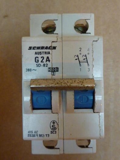 Used SCHRACK 2 Amp Circuit Breaker SD-82G 2A #27888