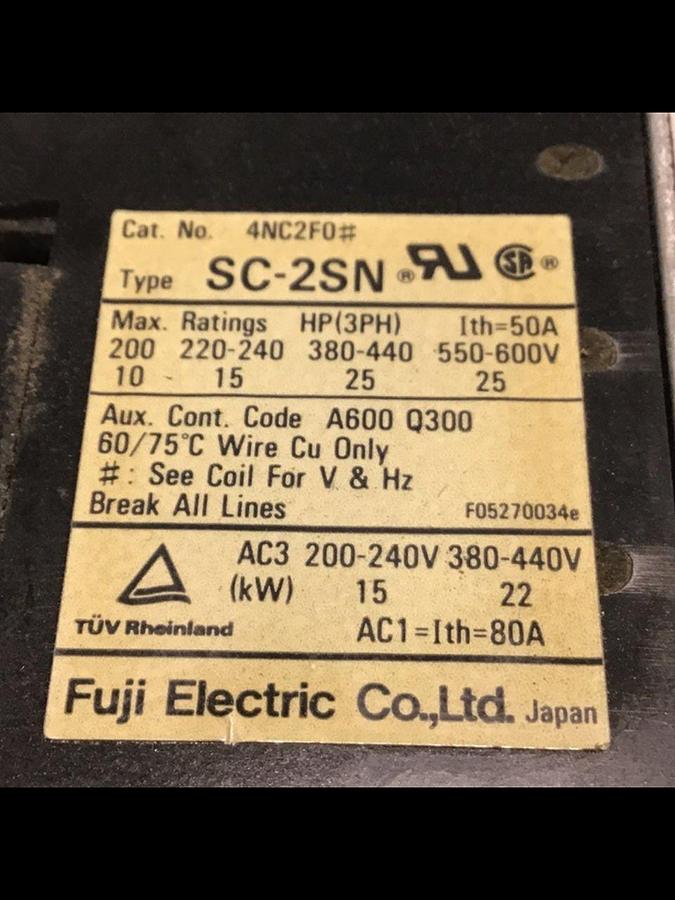 Used FUJI ELECTRIC Contactor SC-2SN 4NC2F0 Used