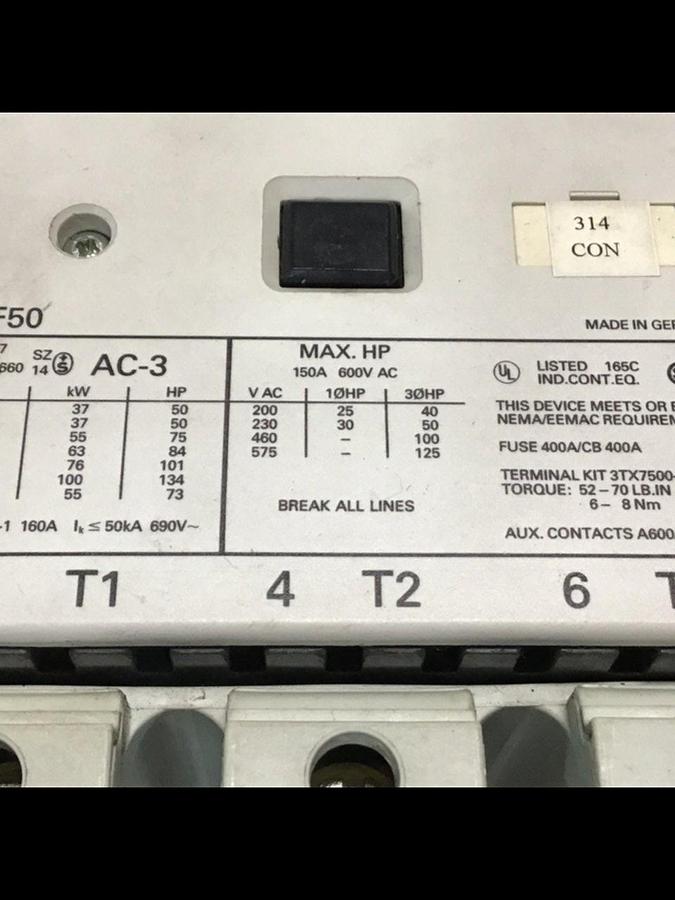 Used SIEMENS Contactor 3TF5022-OAK6 Used