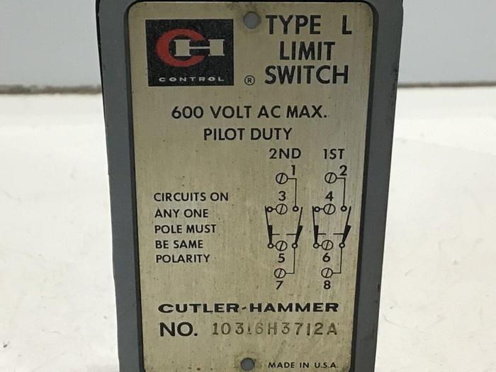 Used CUTLER HAMMER Limit Switch 10316H3712A #121950