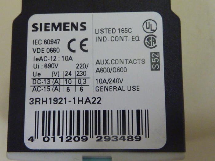 Used SIEMENS Contact Block 3RH1921-1HA22 #46641