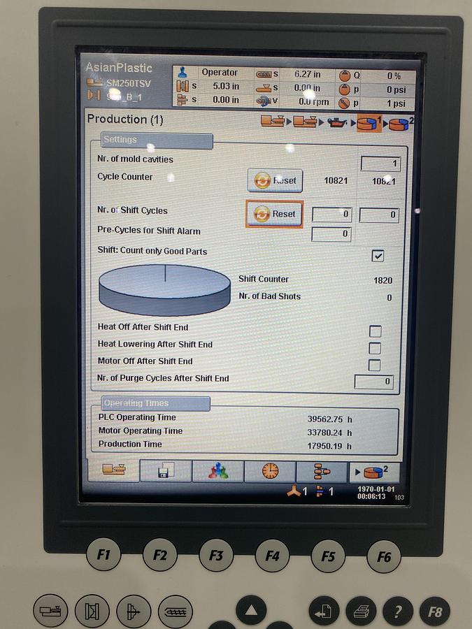 Used 2014 ASIAN PLASTIC MACHINERY M250TSV 250 Ton Injection Molding Machine USED #149166