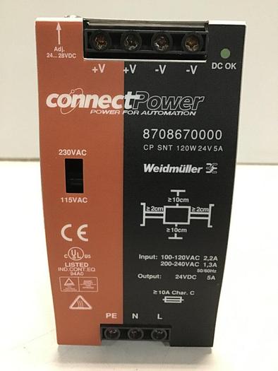 Used WEIDMÜLLER Power Supply 8708670000 #115060