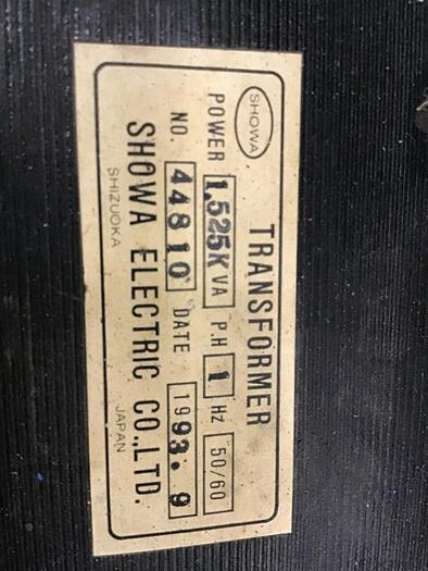Used SHOWA 1.525 kVA Transformer 44810 #136186