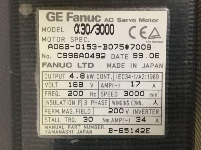 Used GE FANUC Motor A06B-0153-B075 Used