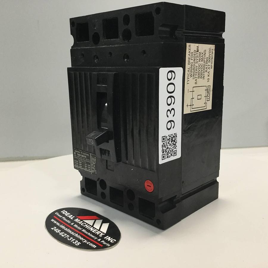 Used GENERAL ELECTRIC / GE 70 Amp Circuit Breaker TED136070 Used
