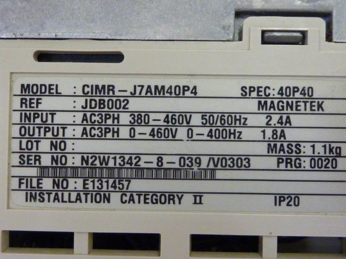 Used YASKAWA Drive CIMR-J7AM40P4 #56523