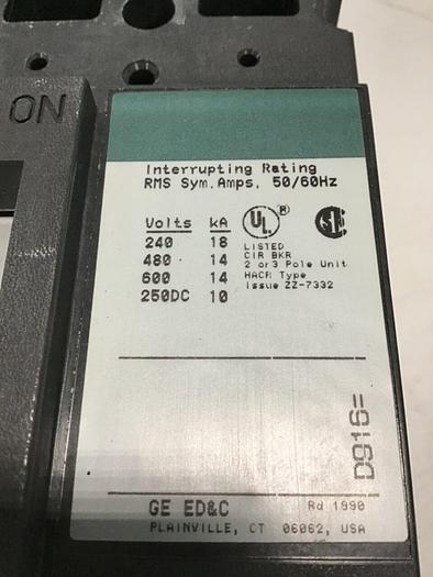 Used GENERAL ELECTRIC / GE 100 Amp Circuit Breaker TED136100XL Used