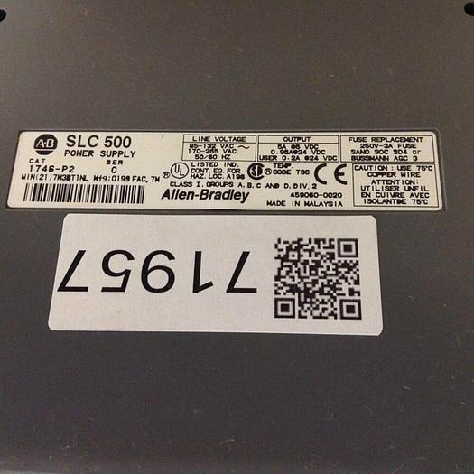 Used ALLEN BRADLEY Power Supply, Slot Rack 1746-P2 SER C / 1746-A10 SER B #71957