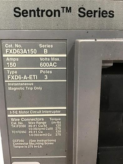 Used SIEMENS 150 Amp Circuit Breaker FXD63A150 Used