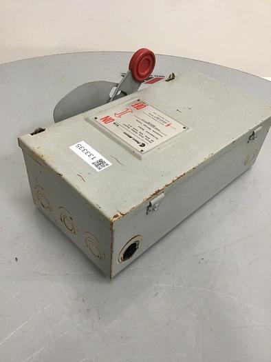 Used EATON CORP 30 Amp Safety Disconnect Switch H361SNK #133335