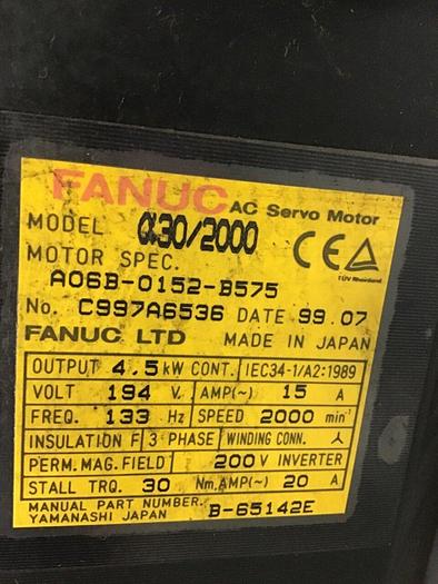 Used FANUC AC Servo Motor A30/2000 Used