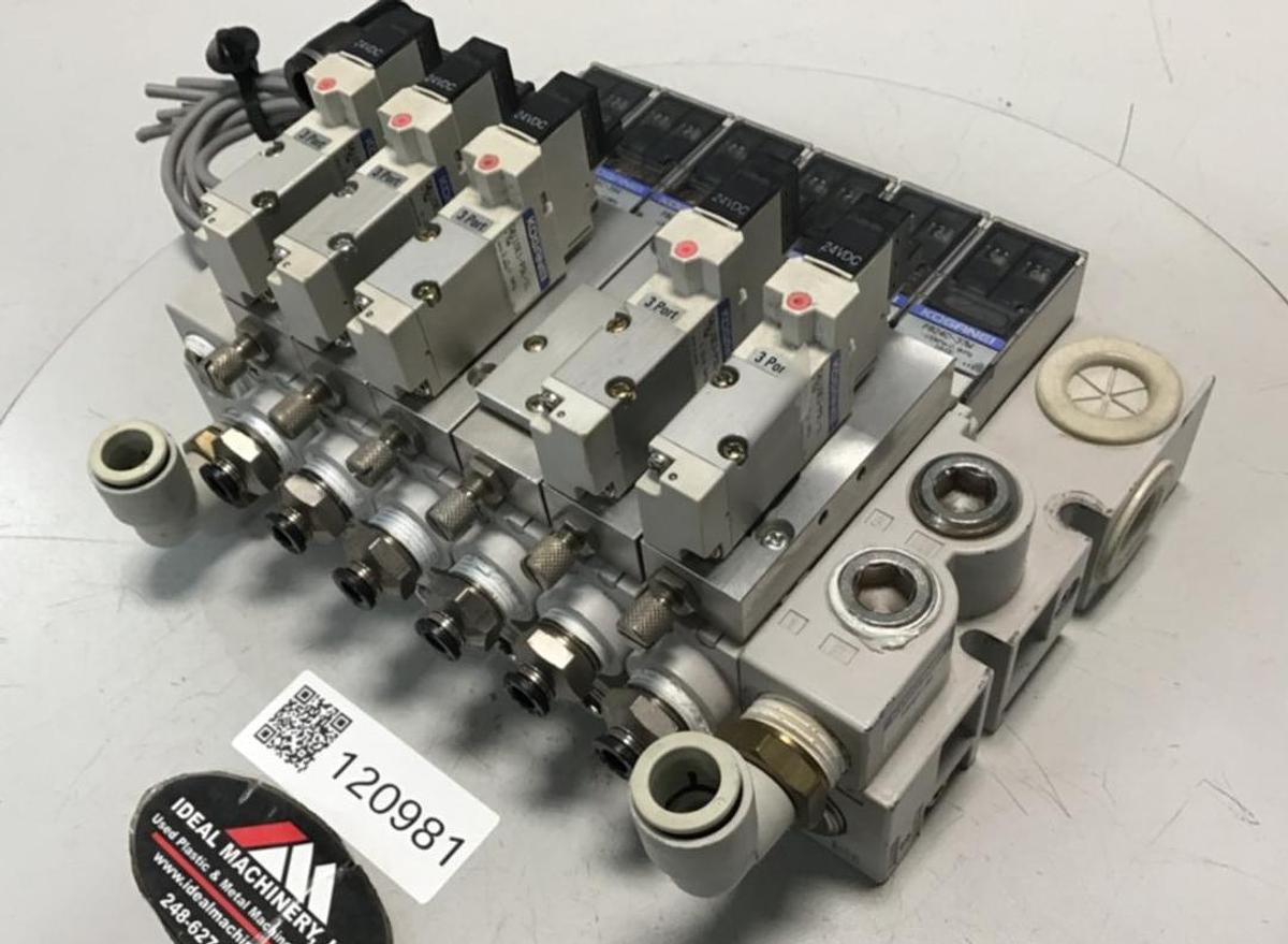 Used KOGANEI Manifold w/ Valves PBM6P-9W USED