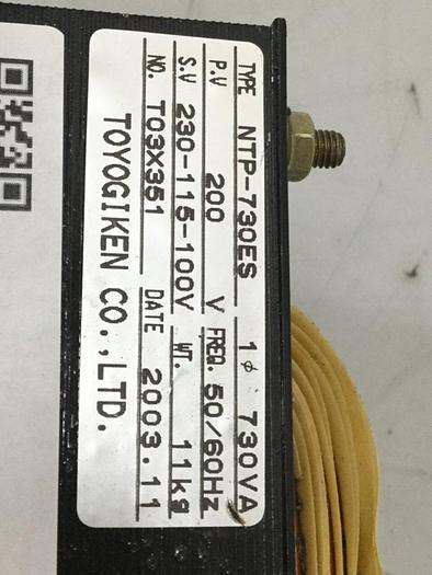 Used TOYOGIKEN 730 VA Transformer NTP-730ES #107817