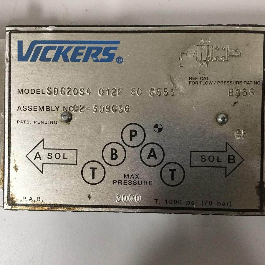 Used VICKERS Valve SDG20S4 012F 50 S553 USED