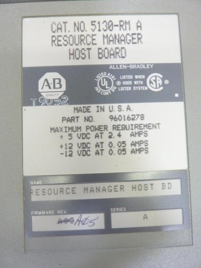 Used ALLEN BRADLEY Resourse Manager Host Board 5130-RM SER A #43876