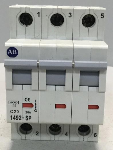 Used ALLEN BRADLEY 20 Amp Circuit Breaker 1492-SP3C200 SER C #103977