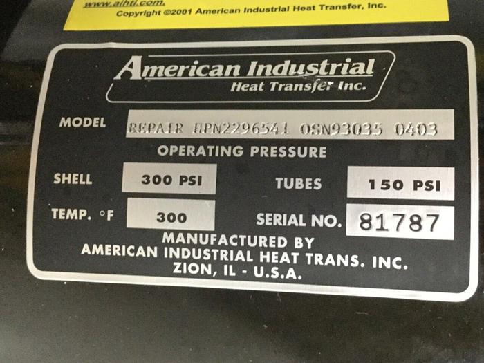 Used AMERICAN INDUSTRIAL Heat Exchanger URCS-1430-91308-HPN2296541 Used