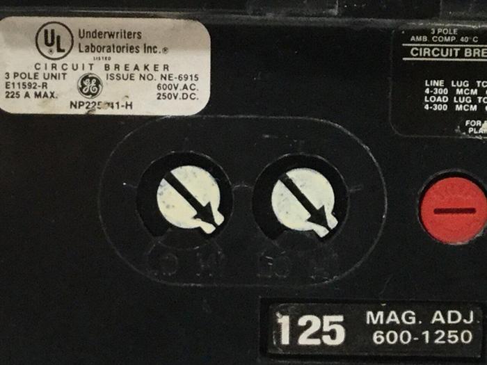 Used GENERAL ELECTRIC / GE 125 Amp Circuit Breaker TFJ236125 Used