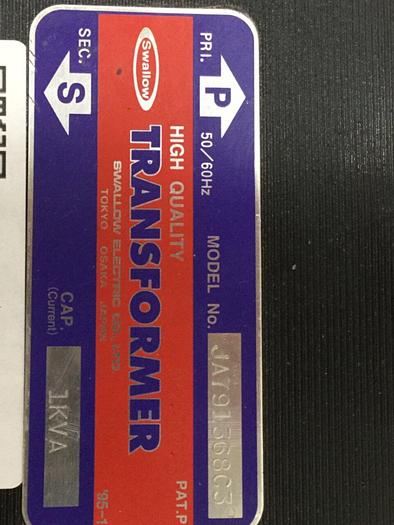 Used SWALLOW ELECTRIC CO. 1 kVA Transformer JA791368C3 #111061