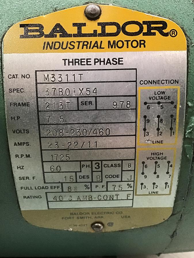 Used BALDOR M3311T