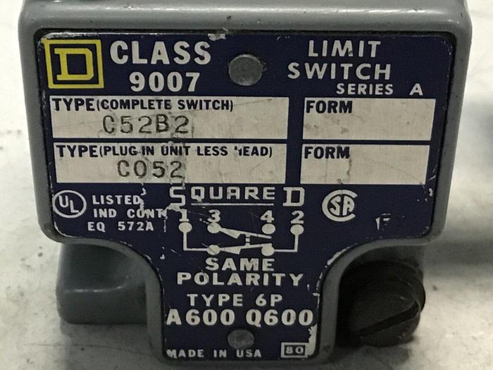 Used SQUARE D Limit Switch 9007-C52B2 #121705
