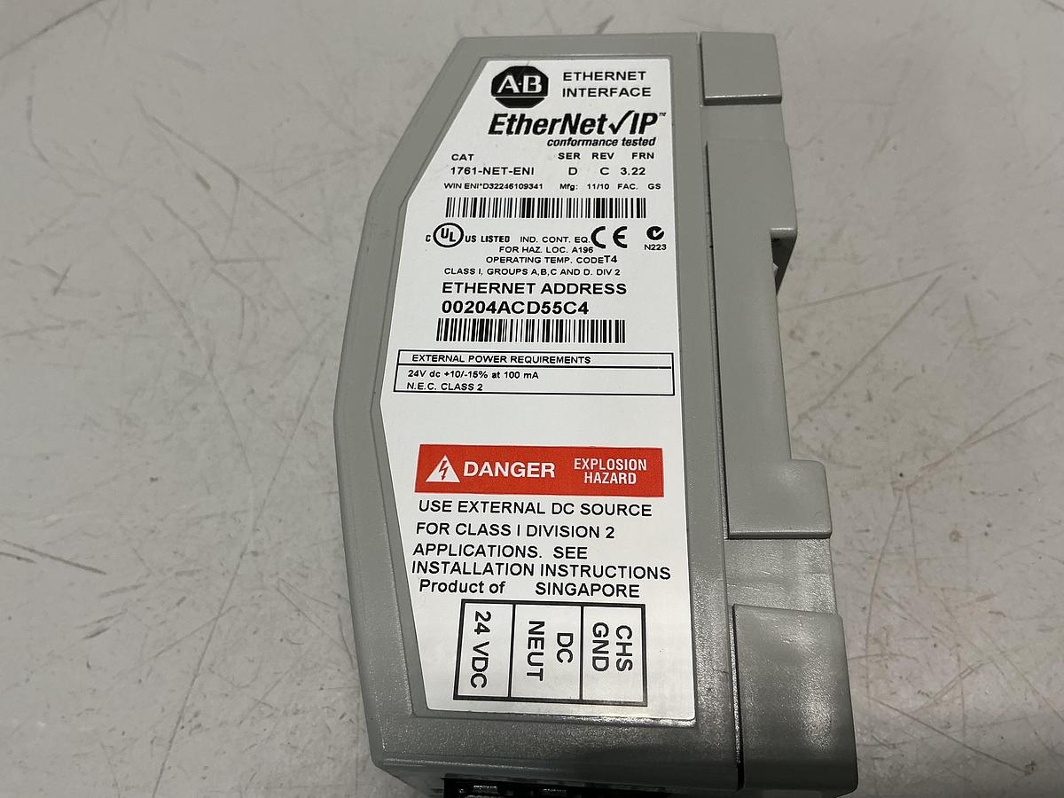 Used ALLEN BRADLEY 1761-NET-ENI SER. D
