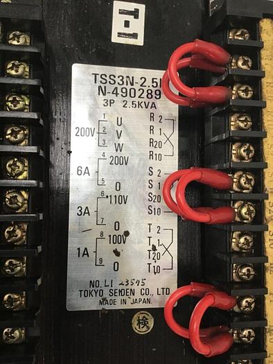 Used TOKYO SEIDEN 2.5 kVA Transformer TSS3N-2.5K #125002