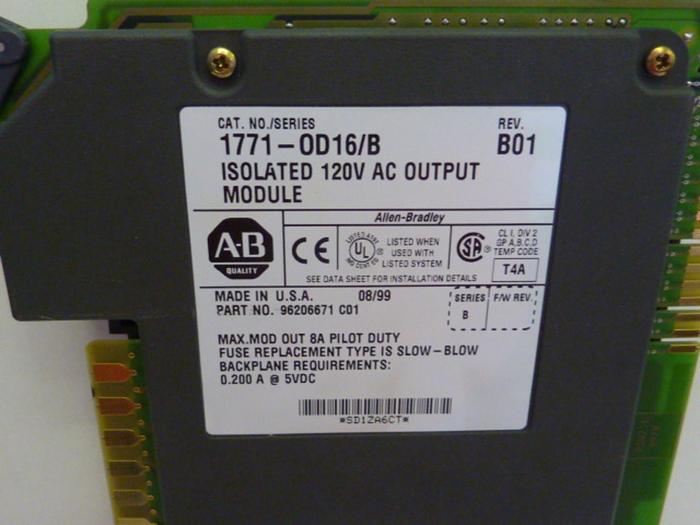 Used ALLEN BRADLEY AC Output Module 1771-OD16 SER B #10418