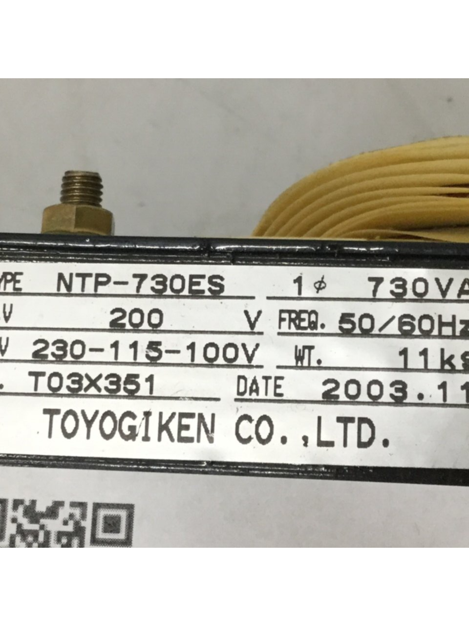 Used TOYOGIKEN Transformer NPT-730ES USED