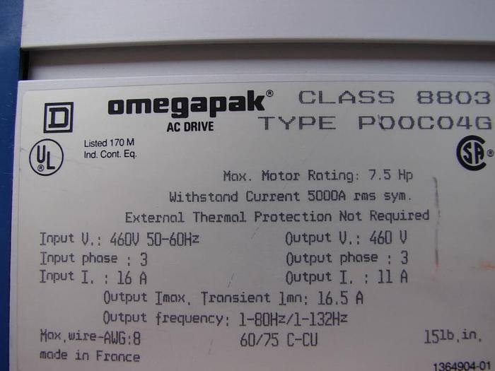 Used SQUARE D Drive 8803-P00C04G Used