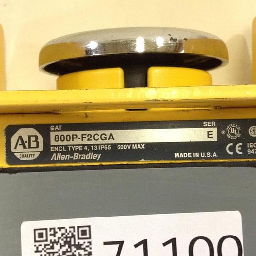 Used ALLEN BRADLEY Push Button 800P-F2CGA SER E #71100