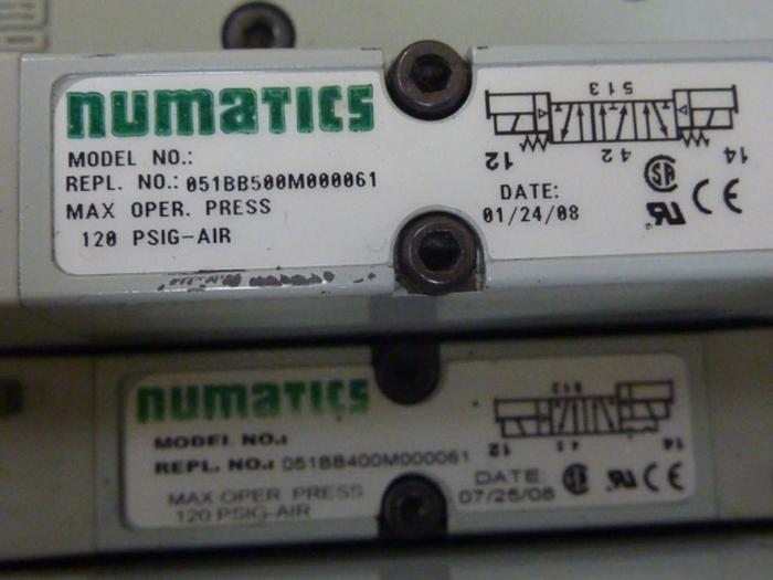 Used NUMATICS Control Block w/ Valves 051BB500M00061 #65888