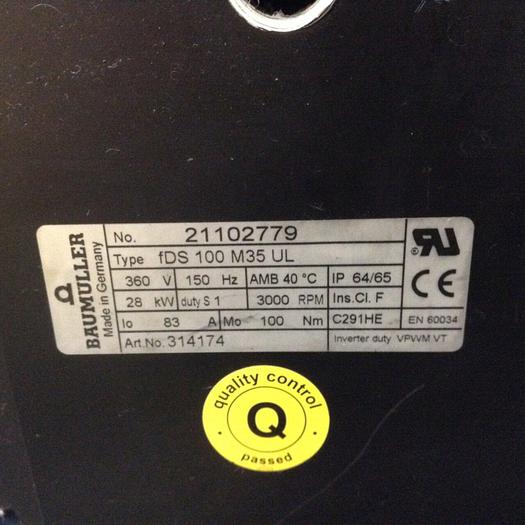 Used BAUMULLER Screw Servo Motor FDS 100 M35 UL Used