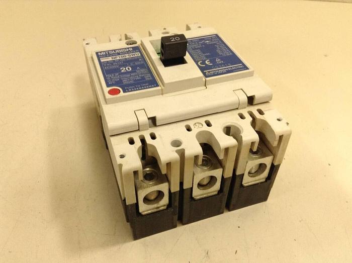 Used MITSUBISHI 20 Amp No-Fuse Breaker NF100-SWU3020 #78134