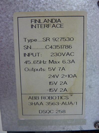 Used ABB ROBOTICS Power Supply DSQC 258 3HAA3563-AUA/1 #62802