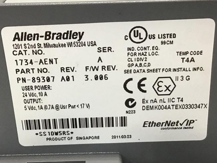 Used ALLEN BRADLEY ETHERNET NETWORK ADAPTO 1734-RTB 1734-AENT #133694
