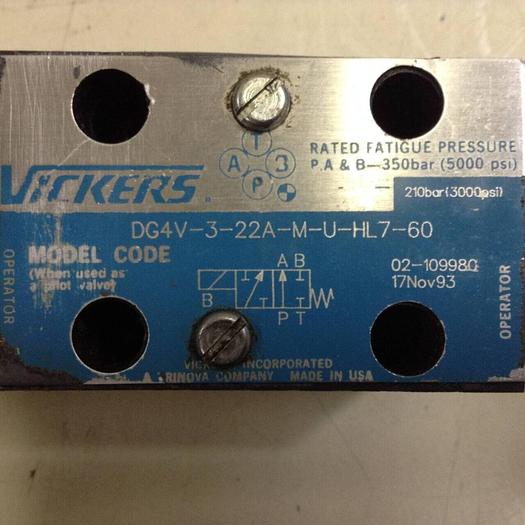 Used VICKERS Directional Hydraulic Valve DG4V322AMUHL760 Used
