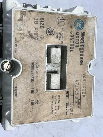 Used WESTINGHOUSE Contactor A201K0BA #117872
