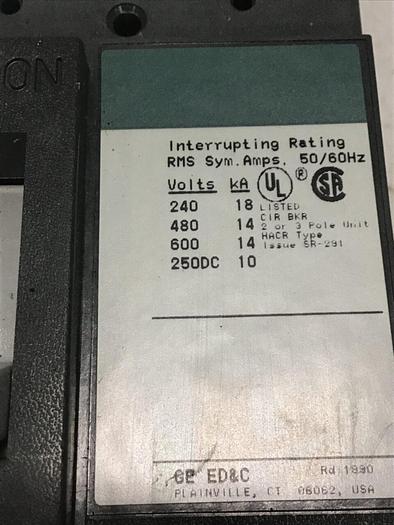 Used GE 70 Amp Circuit Breaker TED136070 / DISCONNECT USED