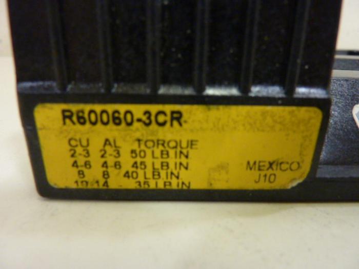 Used BUSSMANN 60 Amp Fuse Holder R60060-3CR #59245
