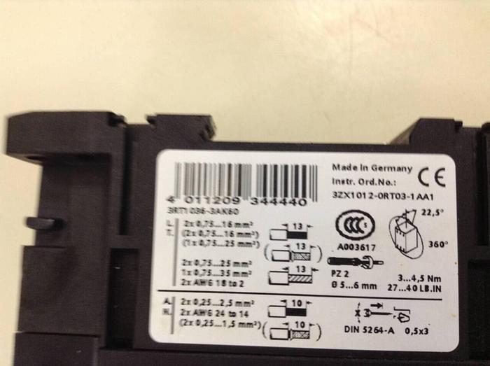 Used SIEMENS Contactor 3RT1 063-3A..0 #87188
