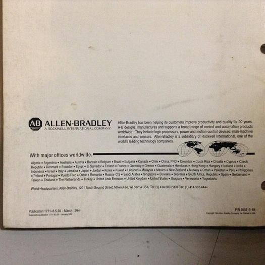 Used ALLEN BRADLEY User Manual 1771-6.5.30 #70856