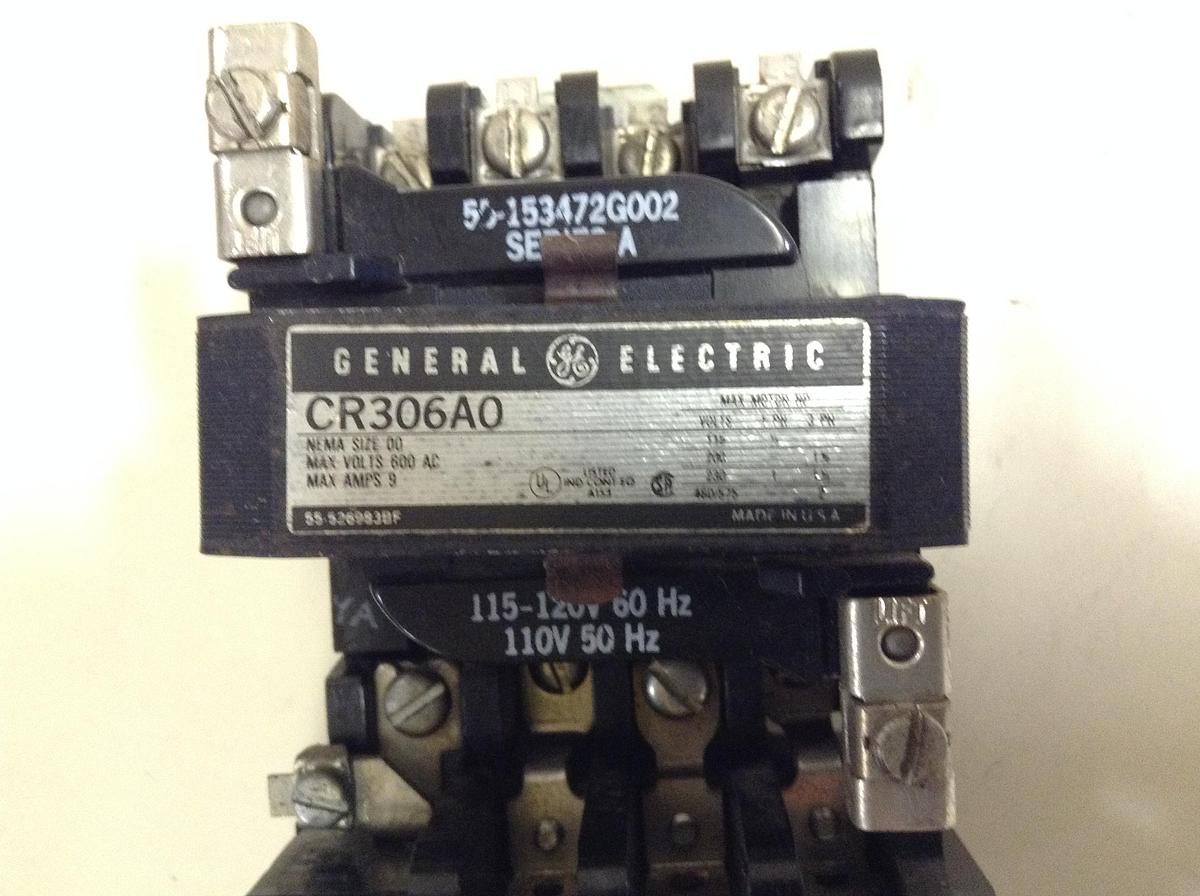 Used GENERAL ELECTRIC (G.E.) Motor Starter Size 00 CR306A0 USED
