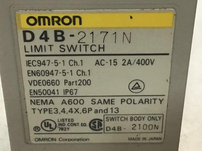 Used OMRON Limit Switch D4B-2171N #121570
