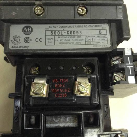 Used ALLEN BRADLEY Contactor 500L-COD93 SER B #79013