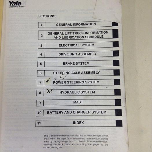 Used YALE Service Maintenance Manual 5241390-0 #70892