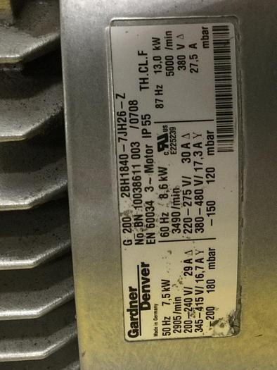 Used GARDNER DENVER Blower Motor 2BH1840-7JH26-Z #111904